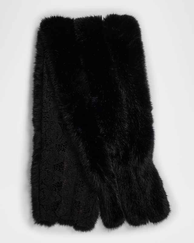 Faux Fur Lace-Lined Cape